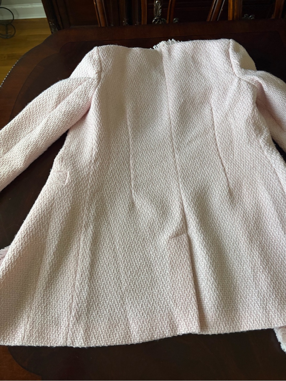 VENUS Pale Pink Fringe Tweed Blazer Coat - Picture 4 of 5